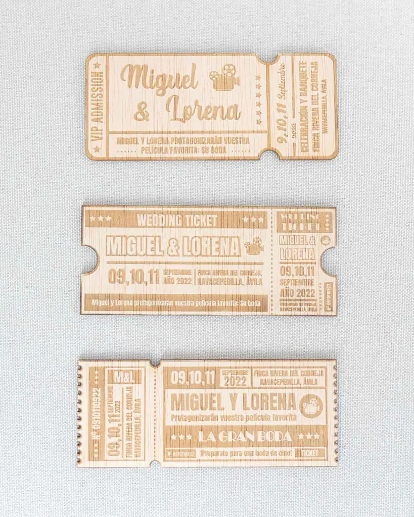 Invitaciones de boda Ticket en tres modelos