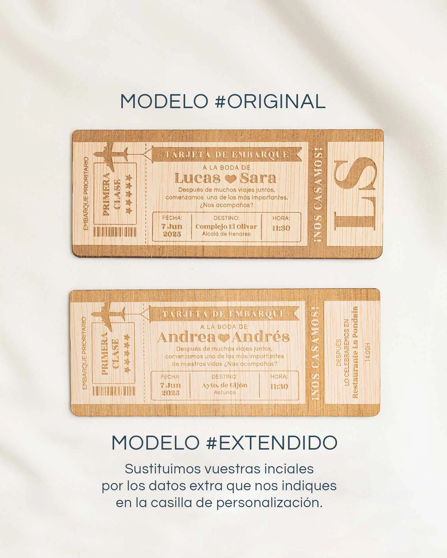 Variantes personalizables de la invitación de boda aventura, con diferentes estilos y detalles