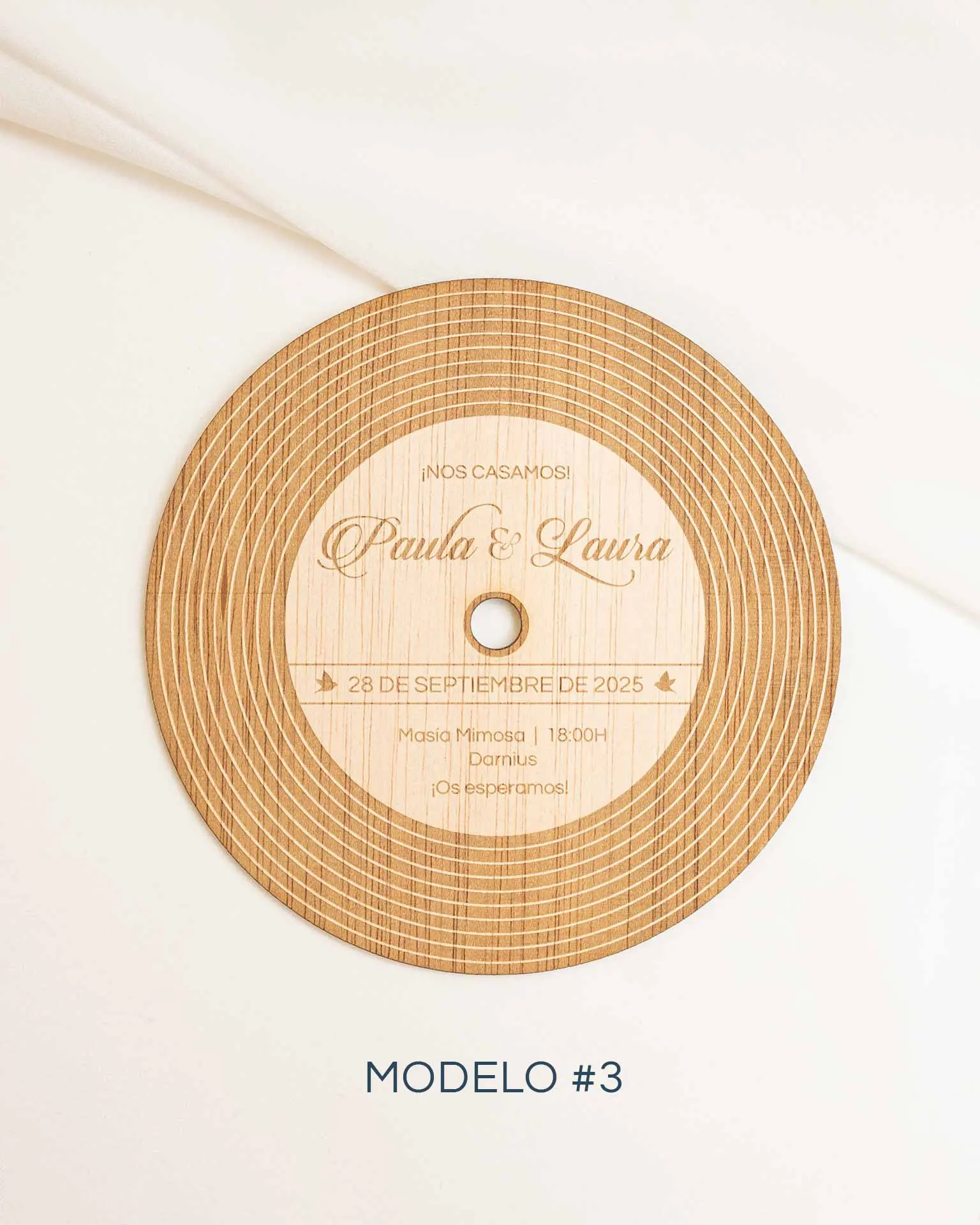 Invitación de Boda Vinilo - Modelo 3 con Estilo Retro y Vintage