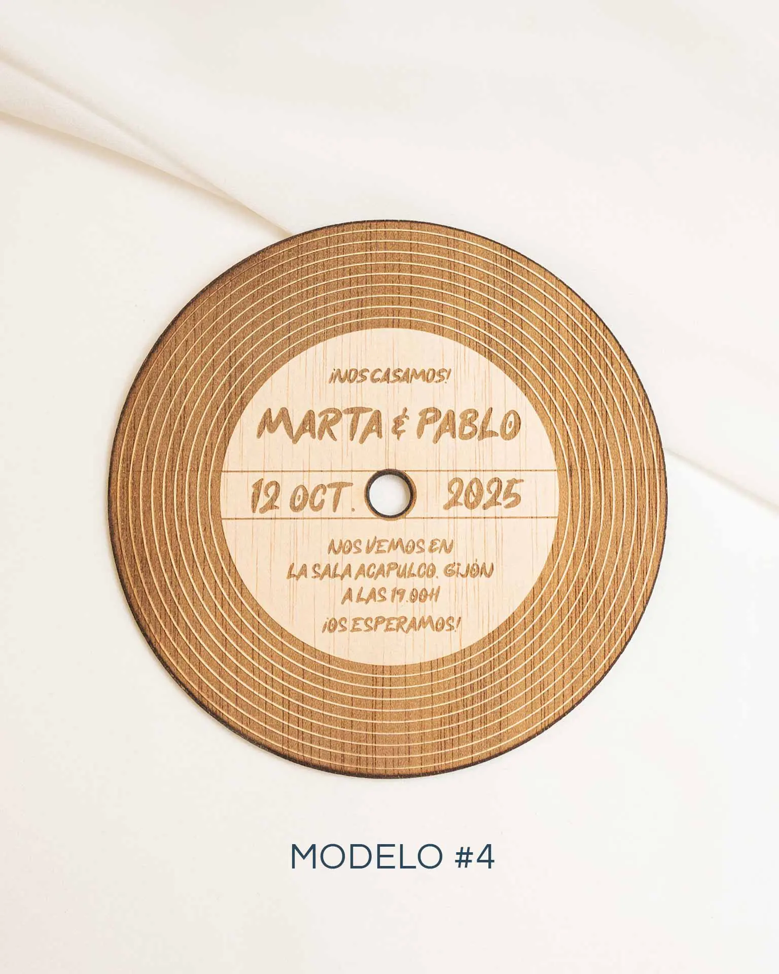 Invitación de Boda Vinilo - Modelo 4 con Estilo Retro y Vintage