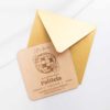 Invitaciu00f3n Disco personalizada con sobre metalizado dorado, perfecta para una fiesta retro y elegante.