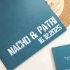 Funda personalizada para invitaciu00f3n vinilo modelo 2, diseu00f1o D en color azul