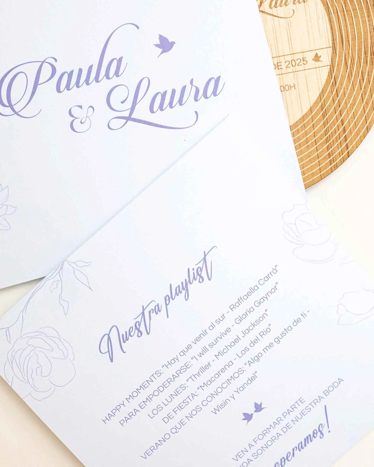 Imagen principal de la funda personalizada para invitaciu00f3n vinilo modelo 3, diseu00f1o A elegante y sobrio