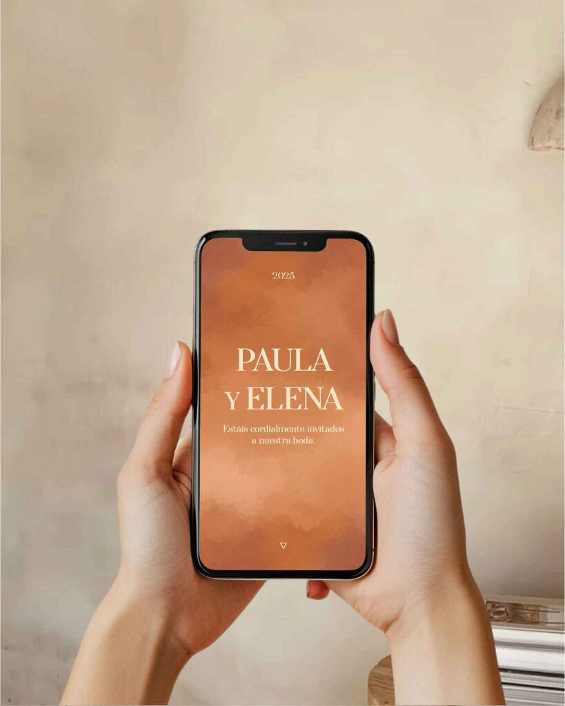 Invitación digital de boda pdf interactivo otoño vista previa en mano