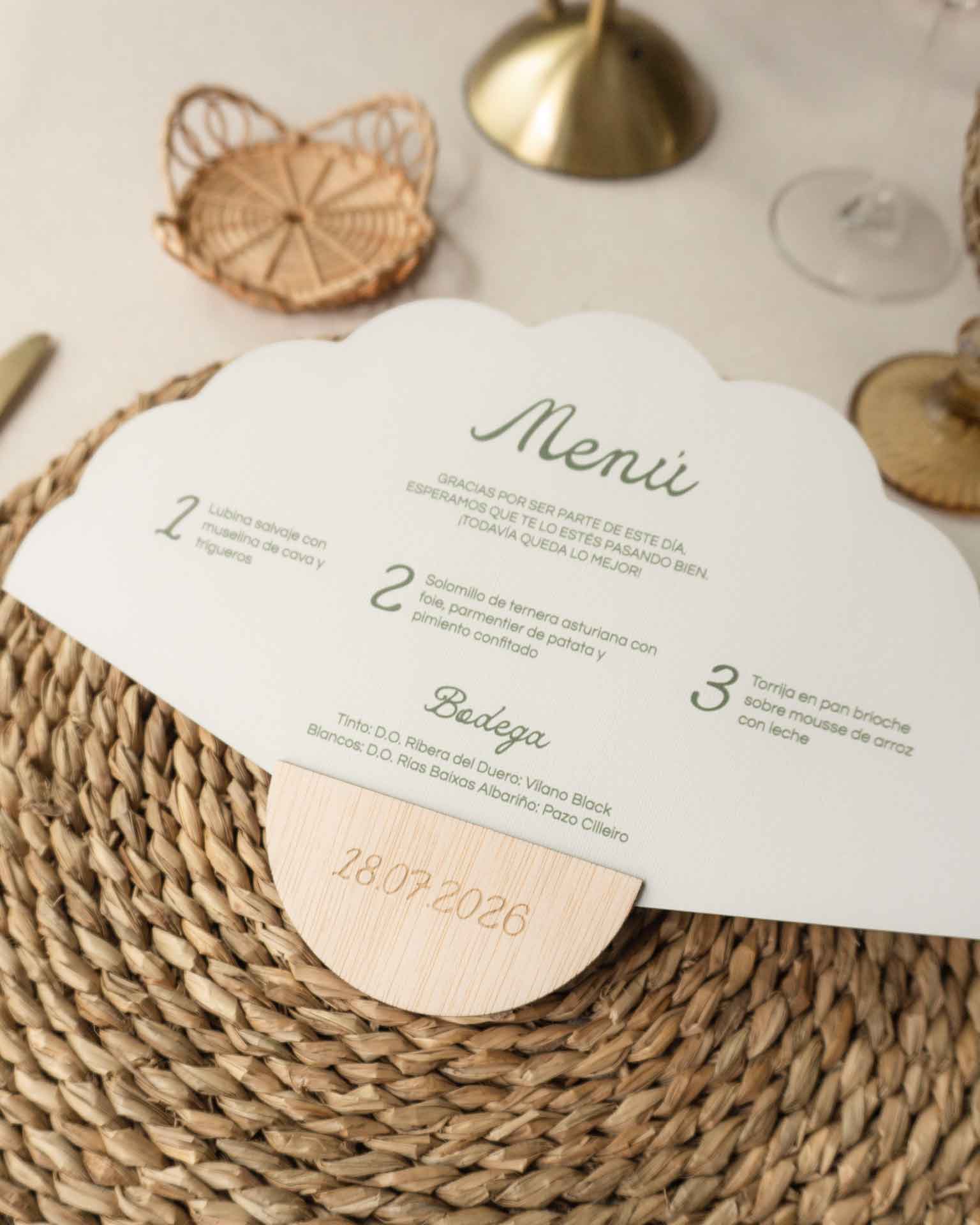 Abanico marcasitio personalizado para boda verde