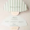 Abanico personalizado para boda verde con minuta