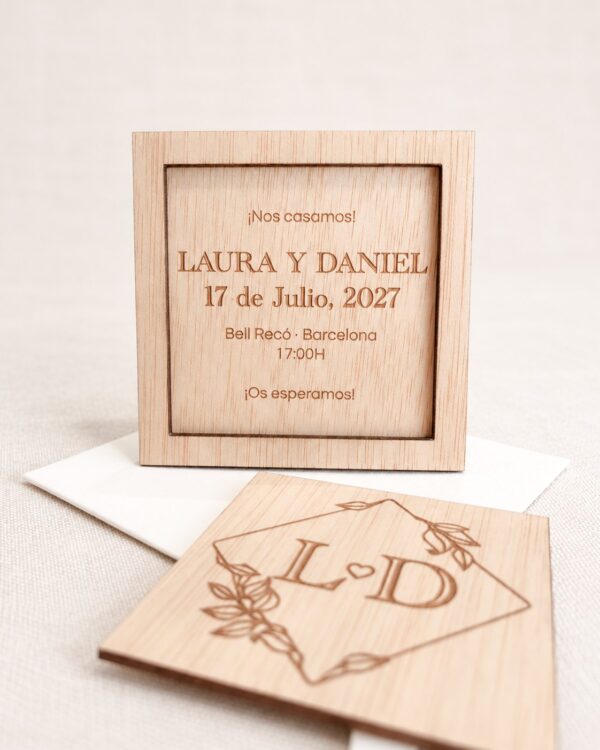 Invitaciones de boda de madera