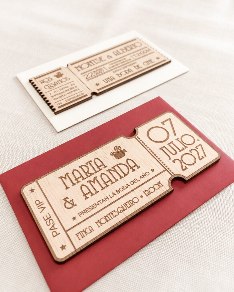Invitaciones de boda Ticket en tres modelos
